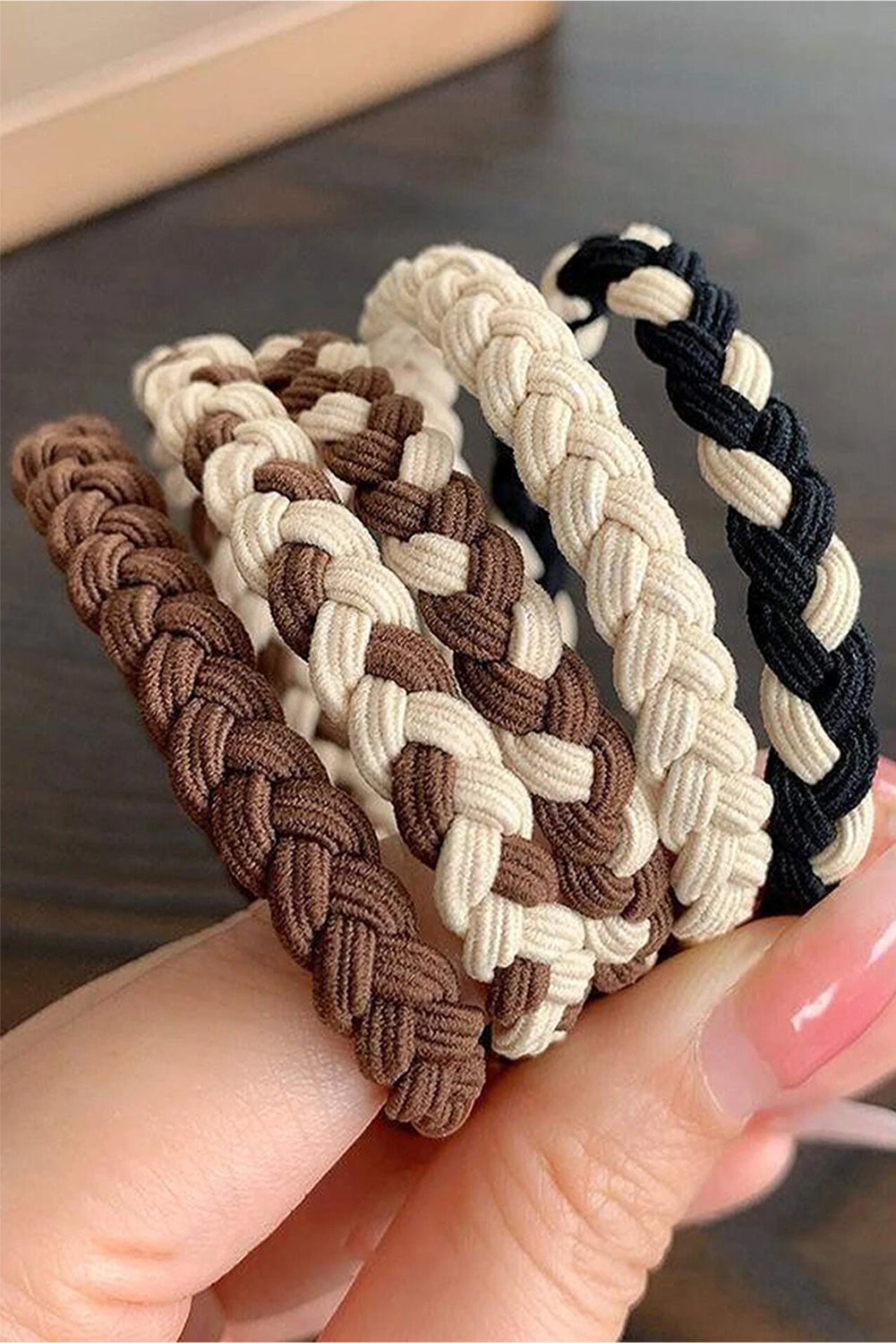 Chestnut 5Pcs Smile Face Decor Braided Hair Tie