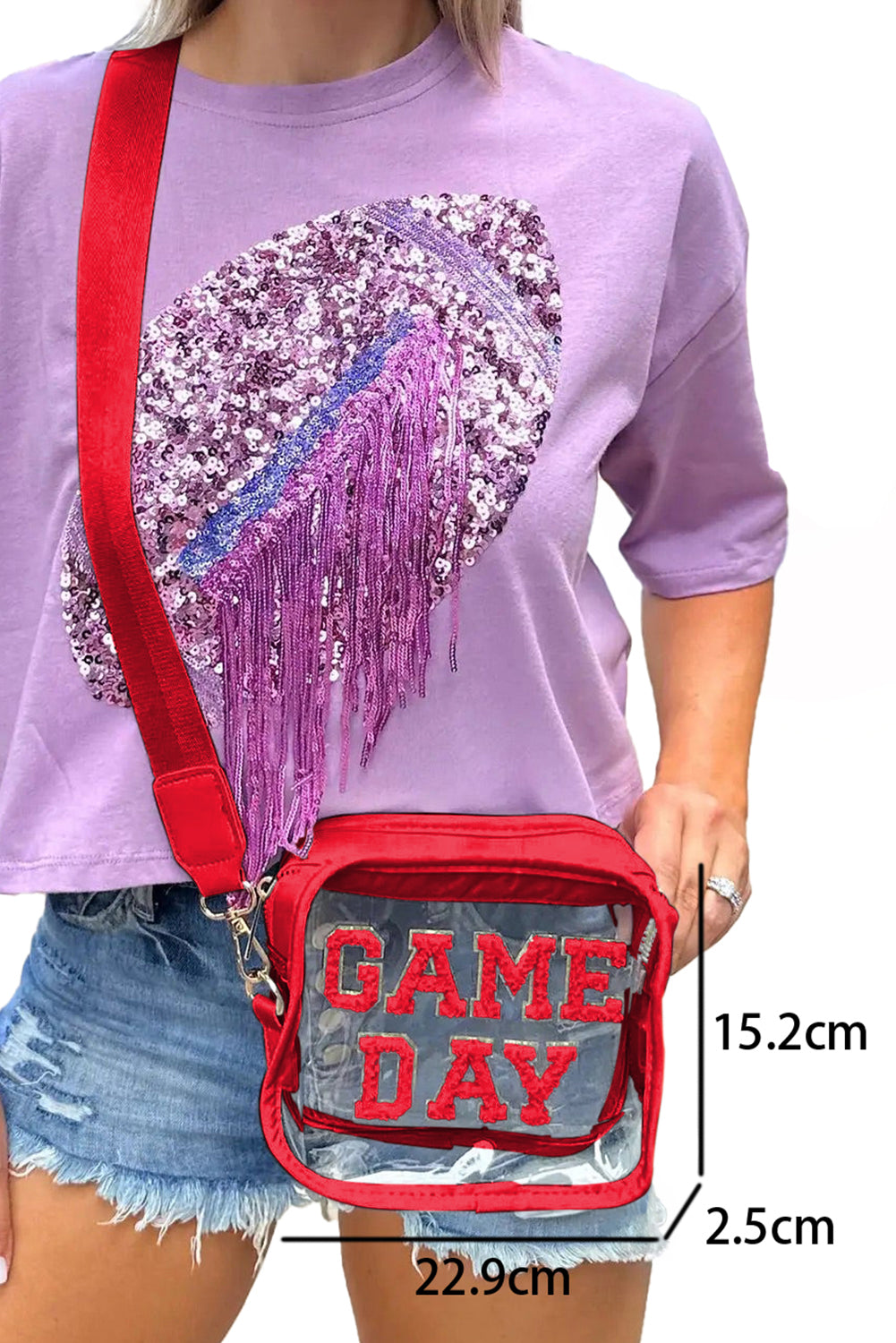 Dark Blue Chenille GAME DAY Pattern Clear Bag