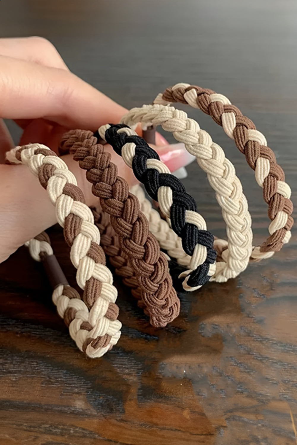 Chestnut 5Pcs Smile Face Decor Braided Hair Tie