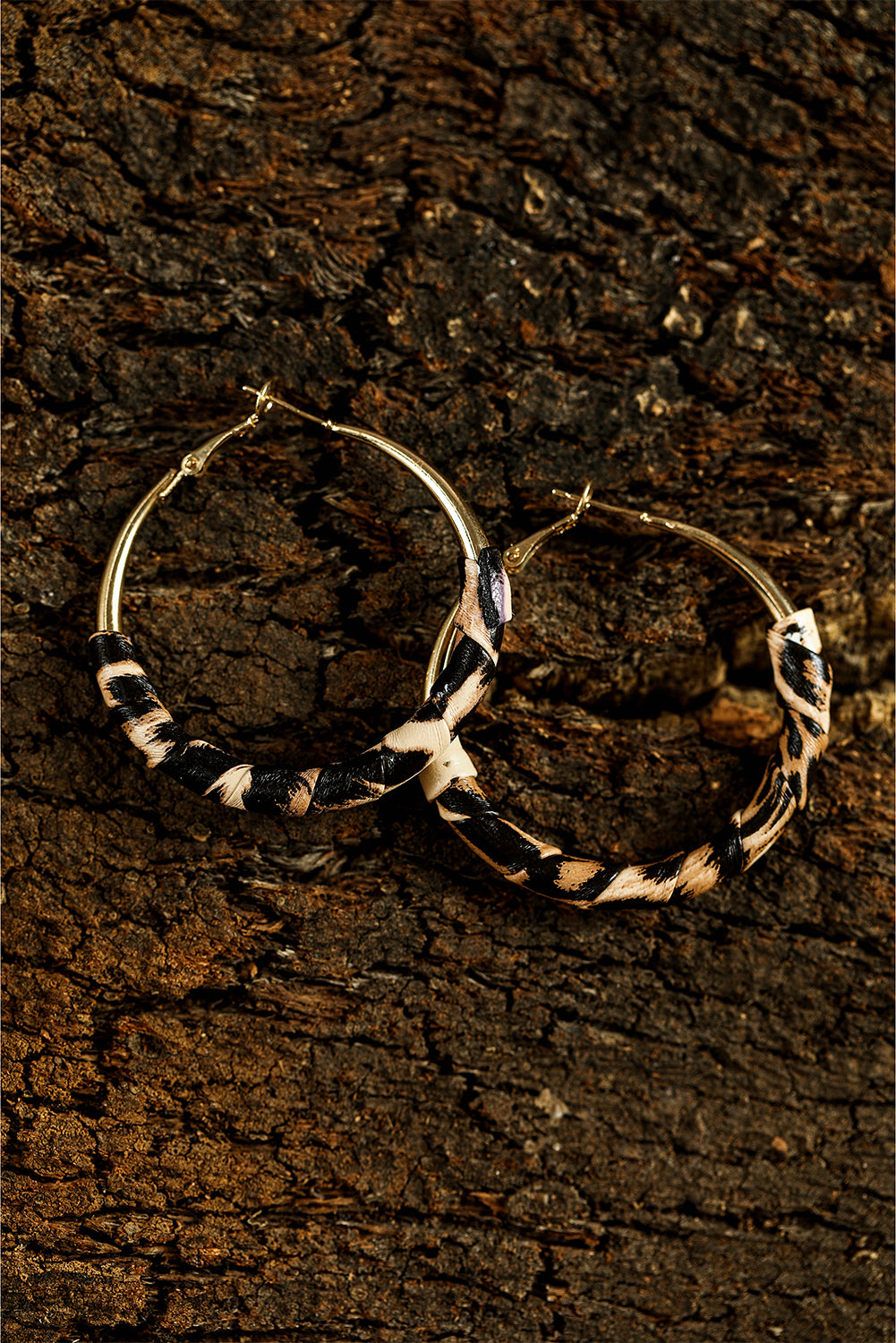 Gold Leopard Large Hoop Earrings
