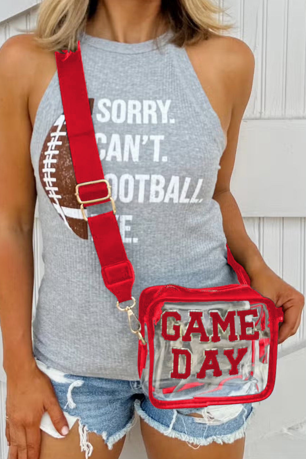 Dark Blue Chenille GAME DAY Pattern Clear Bag