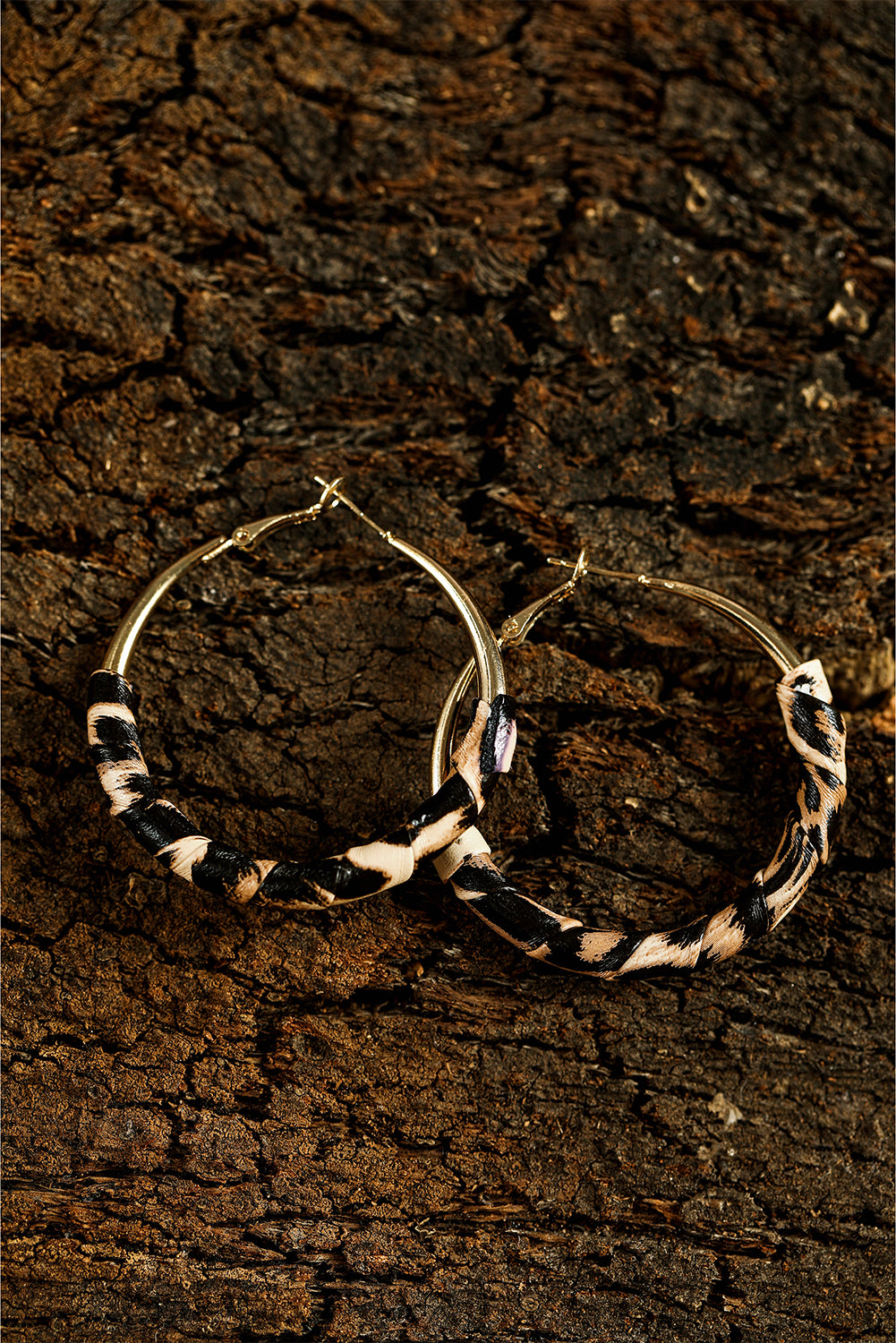 Gold Leopard Large Hoop Earrings