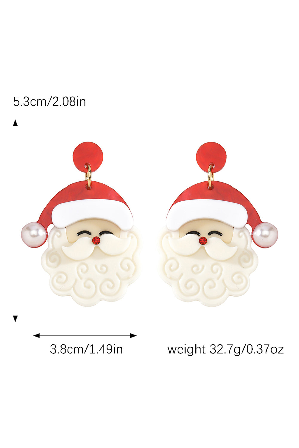 White Bright Pearl Decor Cute Santa Christmas Earrings