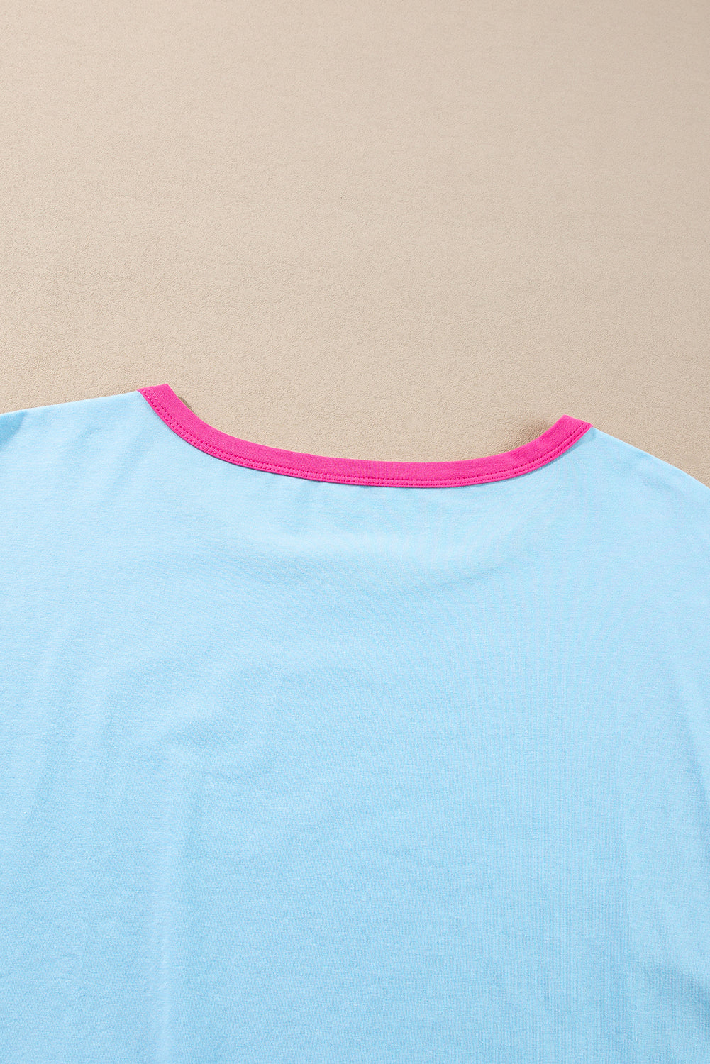 Pink Colorblock Patchwork Long Sleeve Plus Size Top