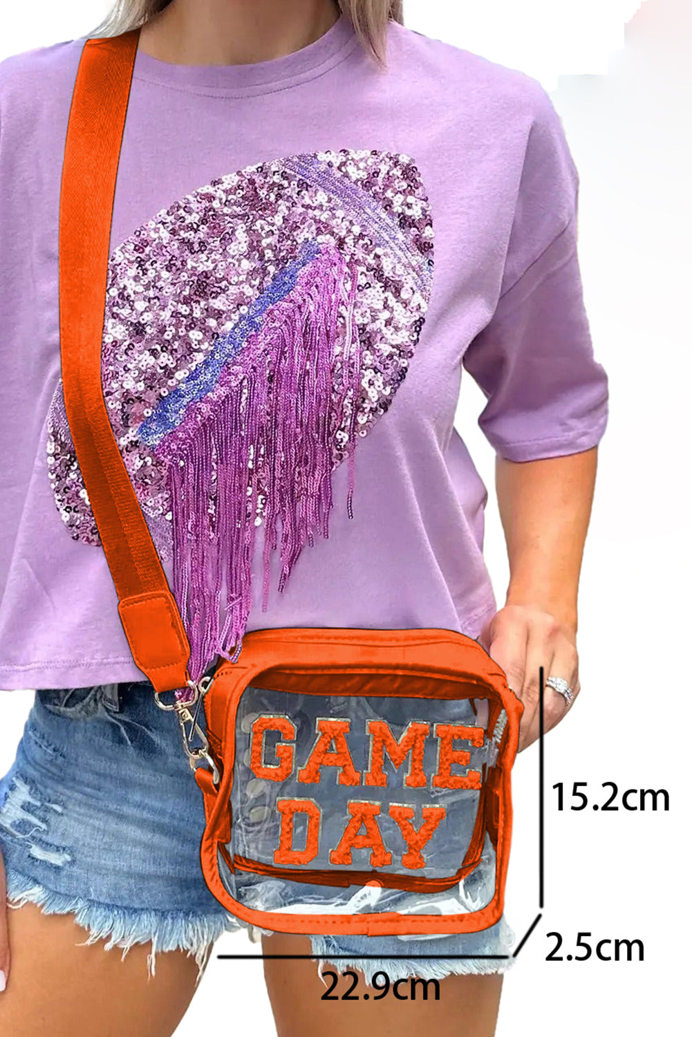 Dark Blue Chenille GAME DAY Pattern Clear Bag