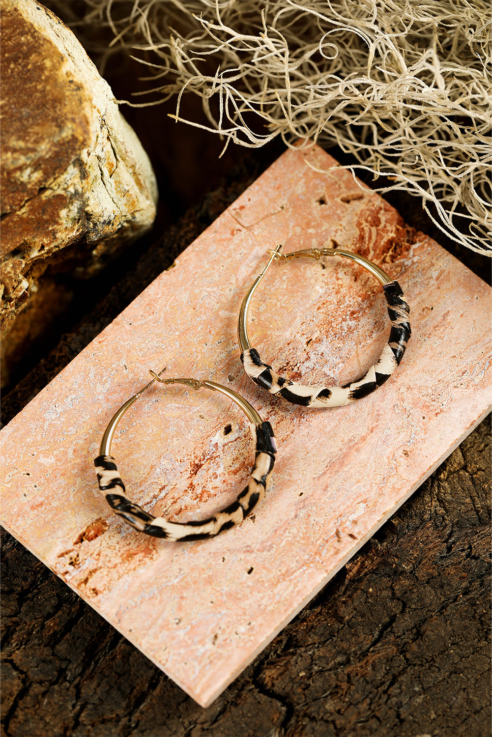 Gold Leopard Large Hoop Earrings